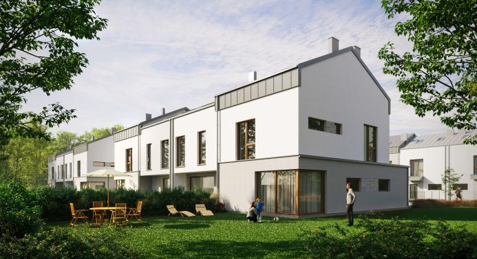 Domy w Baszkówce - widok osiedla od ogrodu