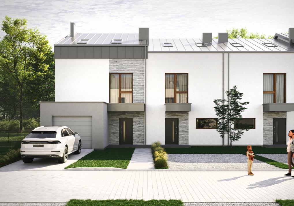 Domy w Baszkówce – widok od strony elewacji