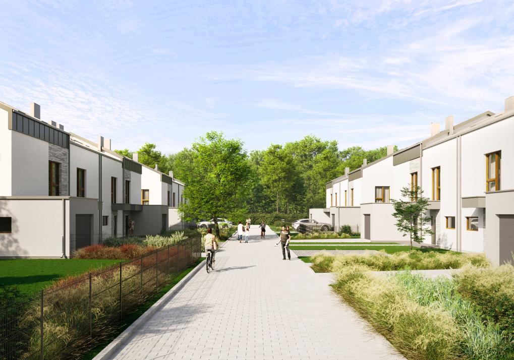 Domy w Baszkówce - widok drogi wewnętrznej