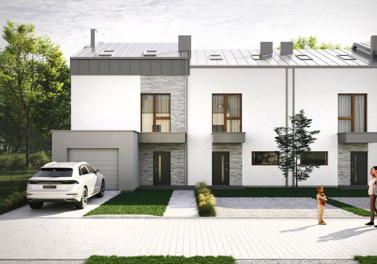 Domy w Baszkówce – widok od strony elewacji