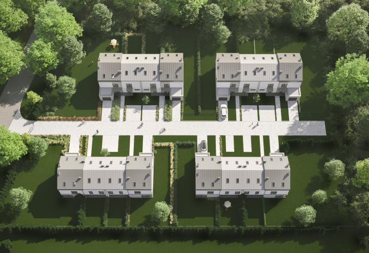 Domy w Baszkówce – widok z lotu ptaka